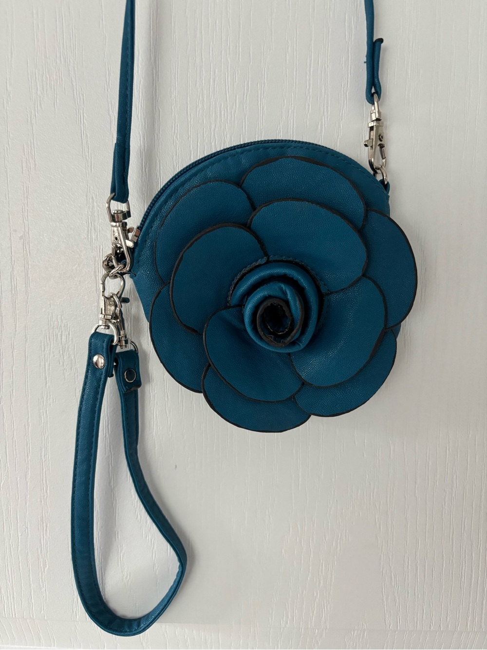 Teal Floral Crossbody Wristlet Bag - Picture 1 of 8